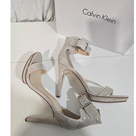 Calvin Klein Nude Heels Size 10 Adjustable Strap 4" Heel - Picture 2 of 5